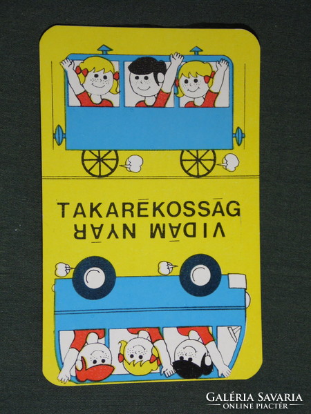 Card calendar, otp savings bank, bank, graphic designer, railway, bus, children's model, 1973, (5)