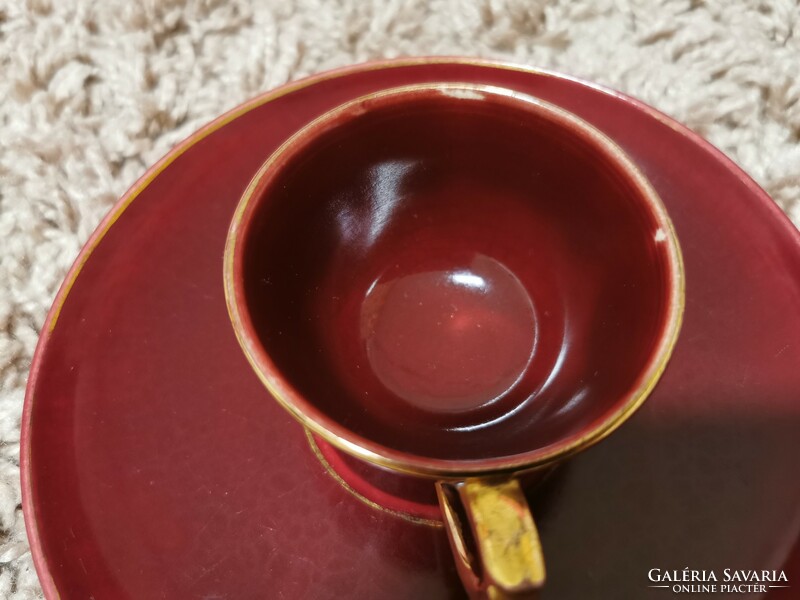 Zsolnay antique burgundy coffee cup