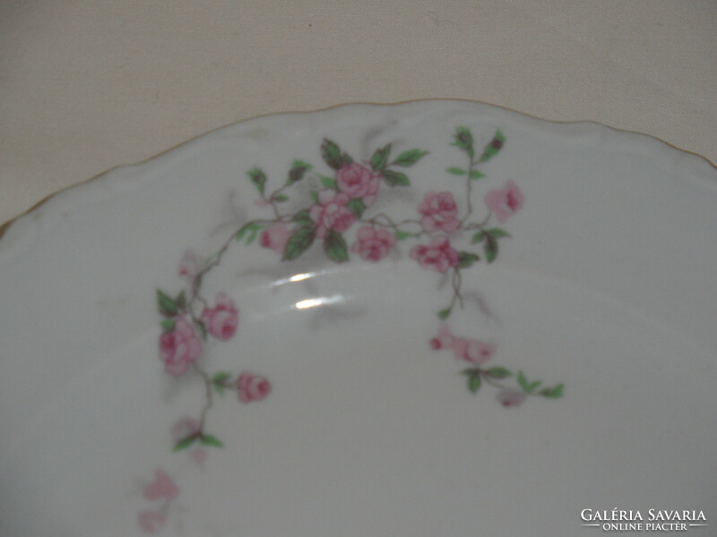 Older flowery Czechoslovak porcelain flat and deep plate (2 pcs.)
