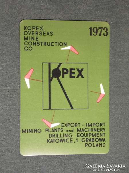 Card calendar, plastic, Poland, kopex mining machinery and equipment, Katowice, 1973, (5)