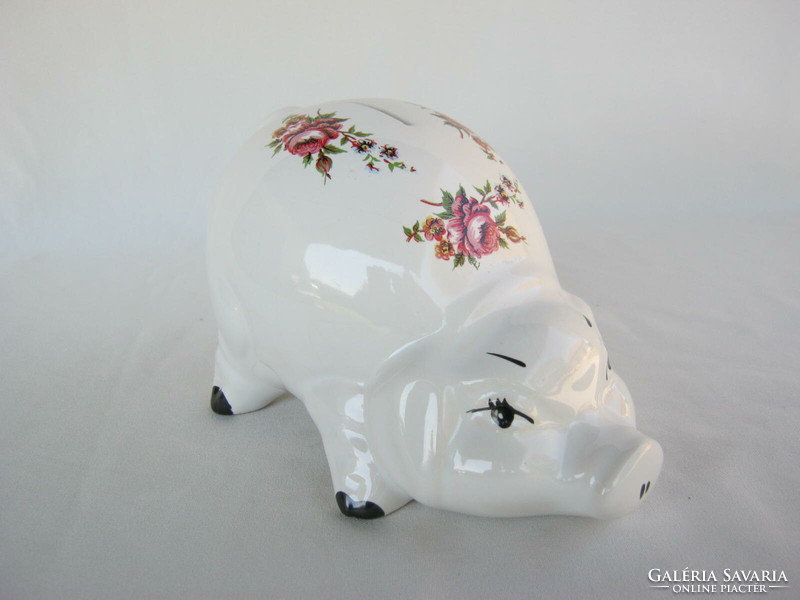 Ceramic pig bush with rose pattern