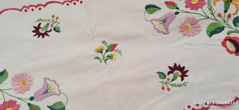 Embroidered floral needlework runner, tablecloth 74 x 31 cm.