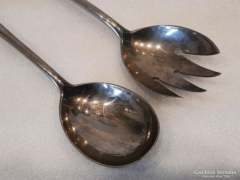 Sale! Antique porcelain serving spoon-fork set fixed HUF 2,000.