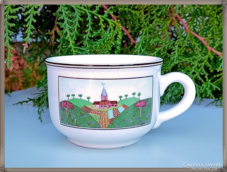 Villeroy & Boch, Design Naif, színes tájkép mintás porcelán csésze
