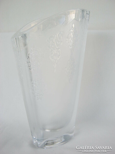Szép formájú kézzel csiszolt ólomkristály kristály vastag üveg váza súlyos 1,4 kg