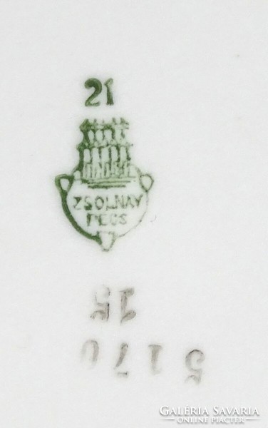 1M311 Régi nagyméretű barokkos Zsolnay porcelán kínáló tál