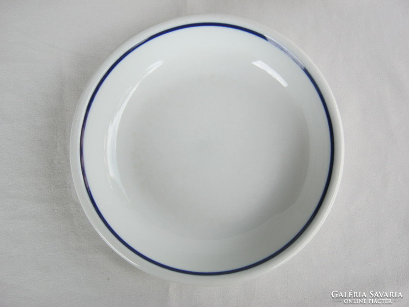 Zsolnay porcelain blue striped soup deep canteen plate 3 pcs
