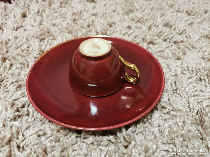 Zsolnay antik bordó kávés csésze