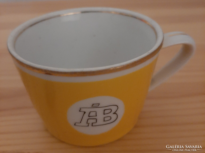 Hollóházi sárga színű ÁB felirat logó kávés csésze