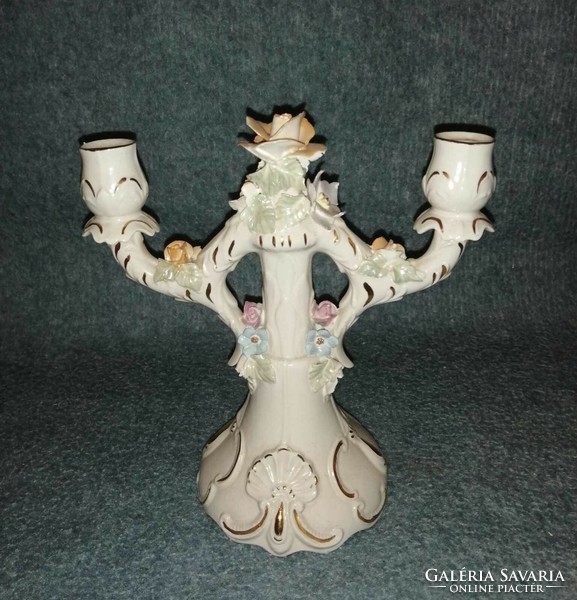 Marked porcelain candle holder 21 cm high
