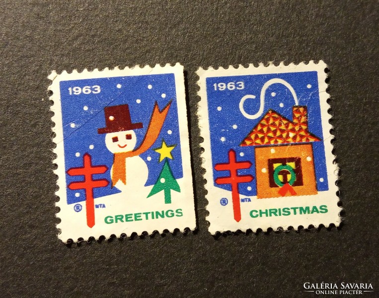 Bélyeg jótékonysági USA 1963 Greetings Christmas sor 1 pár