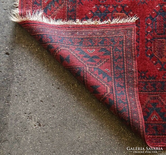 1K968 antique Afghan elephant sole pattern Persian rug burgundy blue medium rug 200 x 286 cm