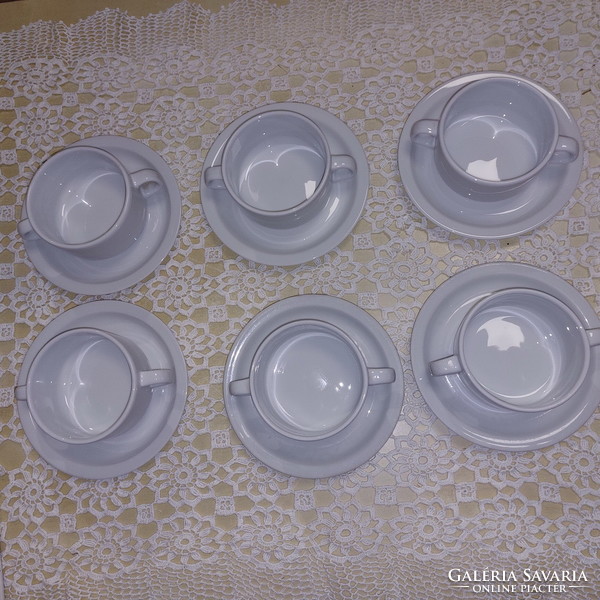 White soup cups, with plate, 6 each