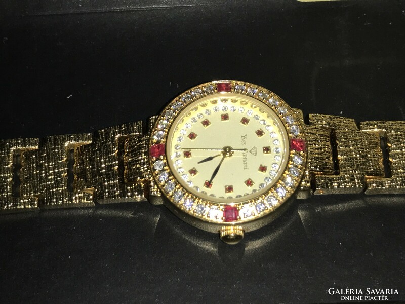 On sale!! For Valentine's Day!!! Yves camani: women's jewelry watch with gold-plated ruby and zirconia stones