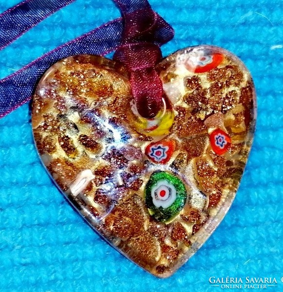 Mille fiori glass heart pendant (30)