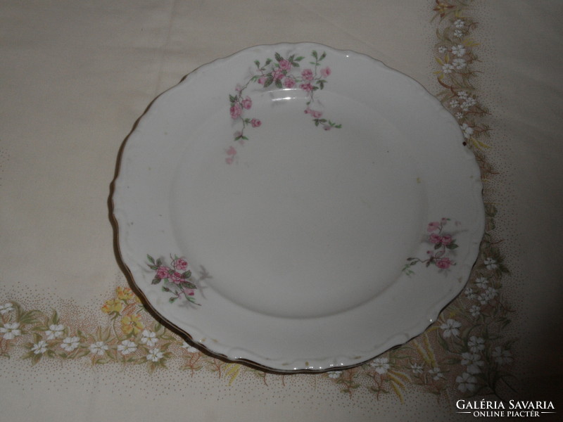 Older flowery Czechoslovak porcelain flat and deep plate (2 pcs.)