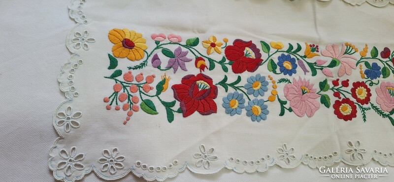 Richly embroidered Kalocsa needlework curtain drapery set