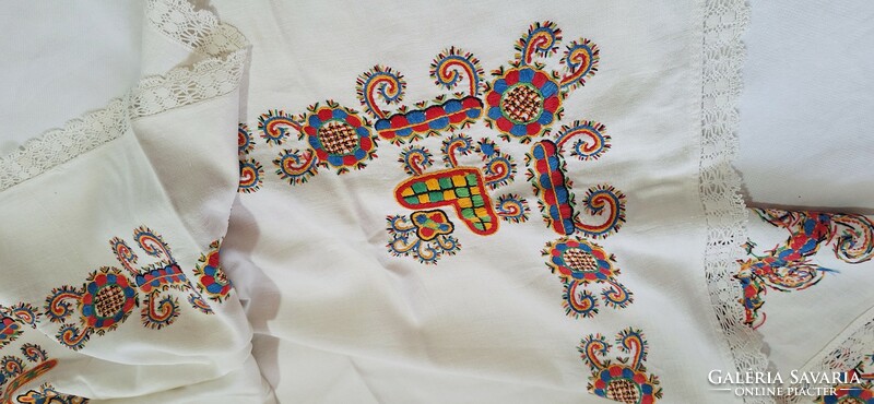 Folk art Buzsák embroidered tablecloth, tablecloth 100 x 95 cm.