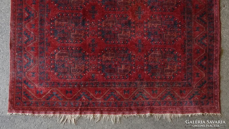 1K968 antique Afghan elephant sole pattern Persian rug burgundy blue medium rug 200 x 286 cm