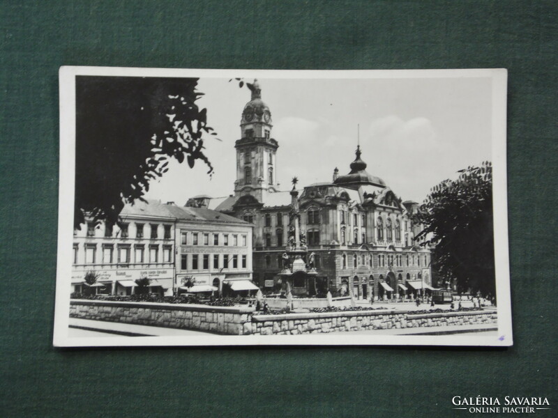 Képeslap, Pécs, Széchenyi tér, Városháza látkép részlet,