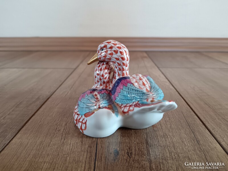 Pair of old porcelain ducks with scale pattern from Herend