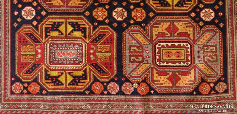 1L006 old large 1930s art deco Aztec pattern colorful medium rug 185 x 274 cm