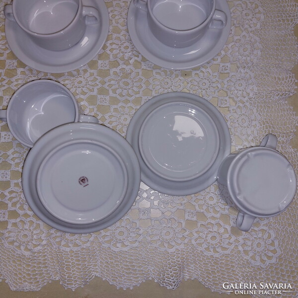 Fehér leveses csészék, tányérral, 6-6db