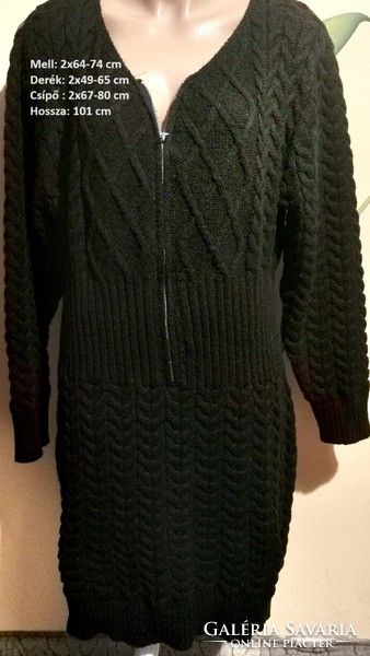 Warm black oversized knit dress