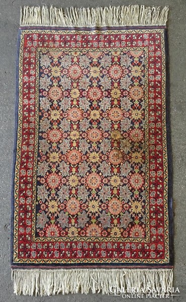 1L005 old floral hand-knotted oriental rug Persian rug with huge fringes 123 x 200