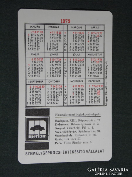 Card calendar, merkur car trade company, graphic artist, humorous, 1973, (5)