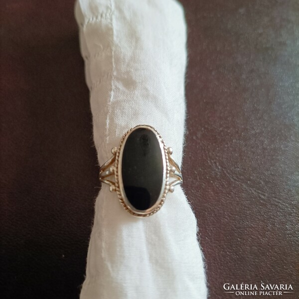 Old art deco ring with black stone