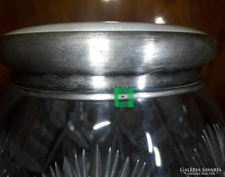 935* Silver-enamel crystal bonbonier with lid.