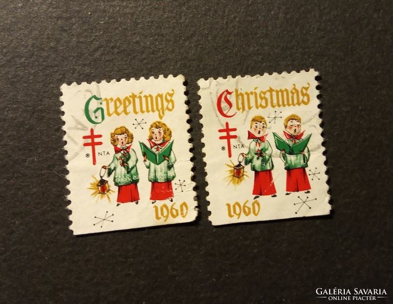 Stamp charity usa 1960 christmas greetings greetings christmas singer girls boys 1 pair line