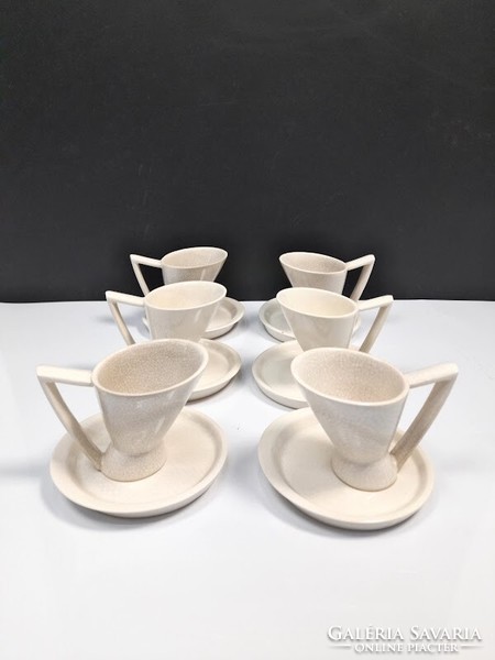 Scandinavian style white ceramic design coffee / cappuccino set, 1980's - 51307