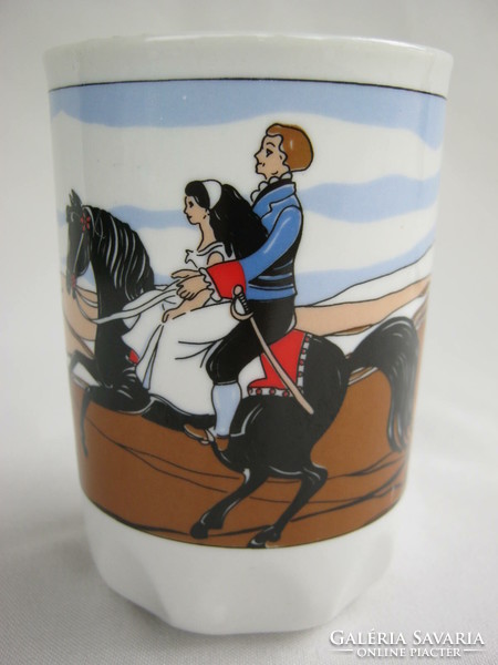 Zsolnay porcelain children's cup with Snow White fairy tale pattern