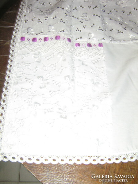Beautiful white madeira inset pocket apron