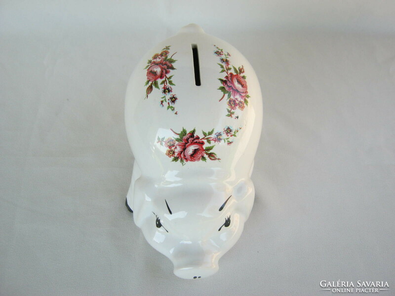 Ceramic pig bush with rose pattern