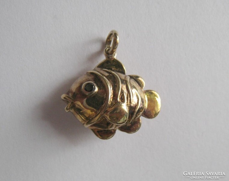 Gold-plated silver solid fish pendant, ratius