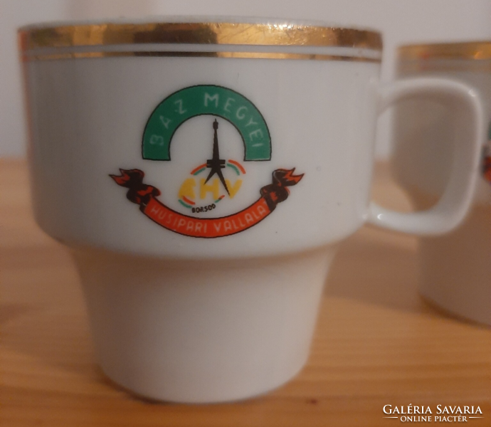 Hollóházi BAZ megyei Húsipari Vállalat felirat logó kávés csésze