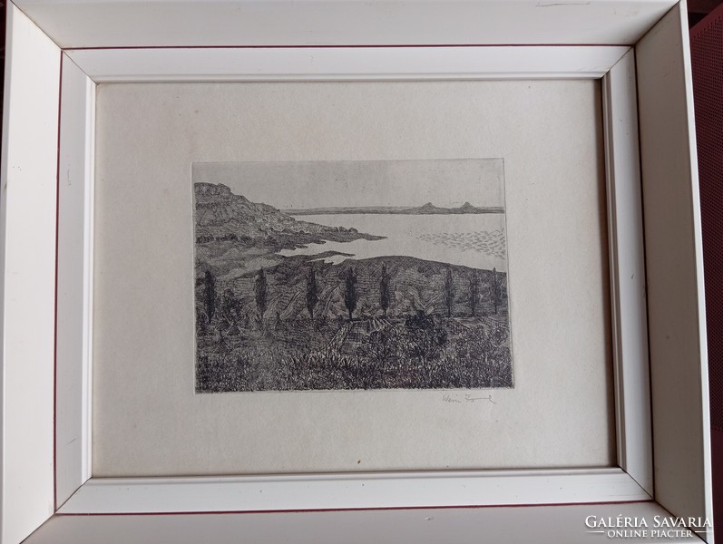 Graphic etching by Zsuzsa Weisz in a 40x32 cm frame