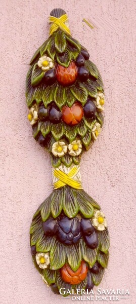 Carved double flower bouquet, painted sculptor's work. A unique rarity