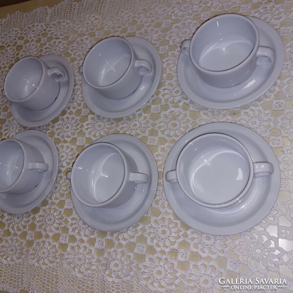 White soup cups, with plate, 6 each