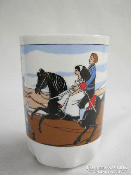 Zsolnay porcelain children's cup with Snow White fairy tale pattern