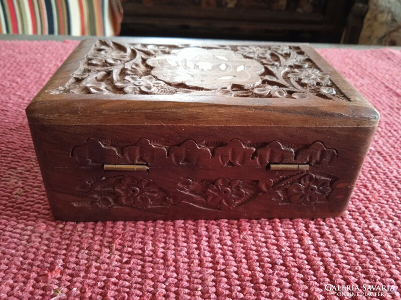 Carved wooden box