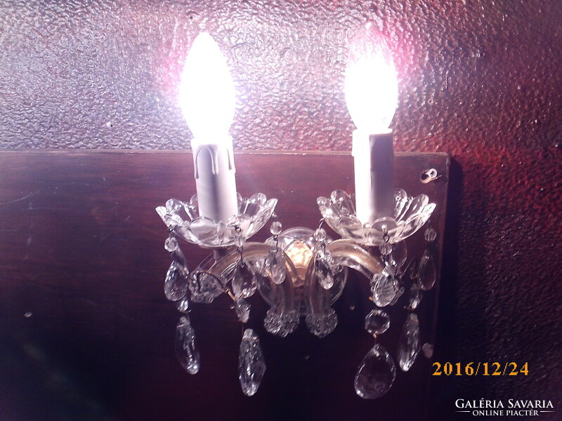 Antique crystal 2-arm wall arm pair