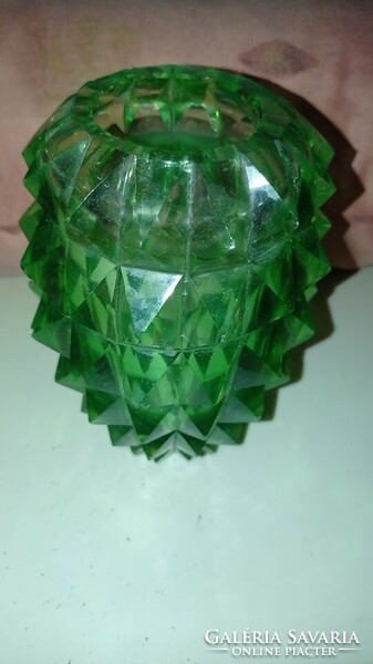 Gyűjtői üveg váza zöld antik világító üvegváza