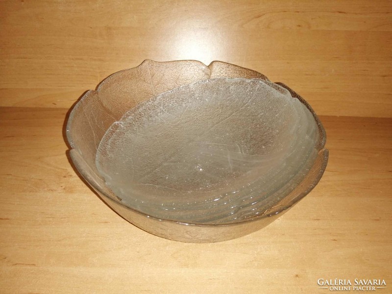 Leaf pattern glass serving set - 1 bowl, 6 plates (n)