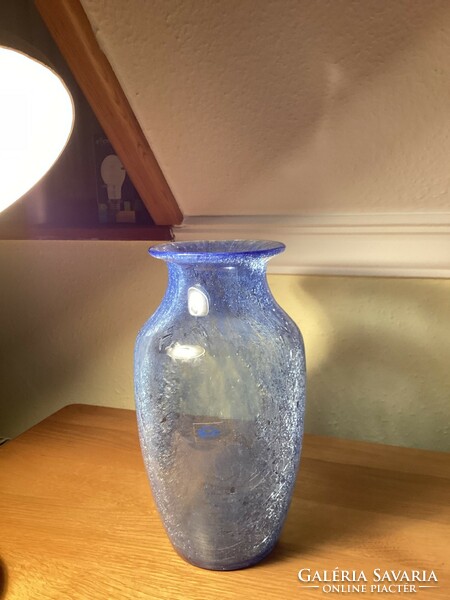 Blue veil glass vase from Karcagi berekfürdő 24 cm.