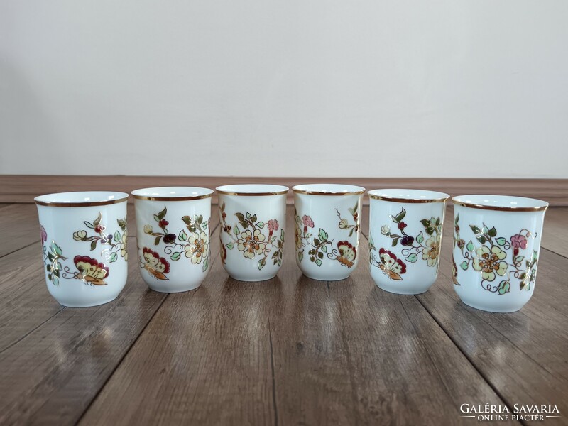 Zsolnay 6 glasses with a butterfly pattern