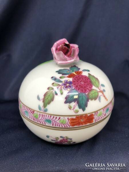 Herend colorful hand-painted porcelain bonbonier with Appony pattern (7cm) rz